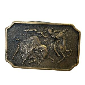 Vintage Belt Buckle Heritage Mint American Indian Buffalo Bison Solid Brass 1975